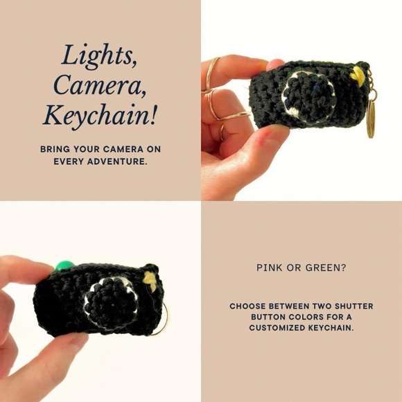 Camera Keychain | Handmade Crochet Keychain - Picture 3 of 5